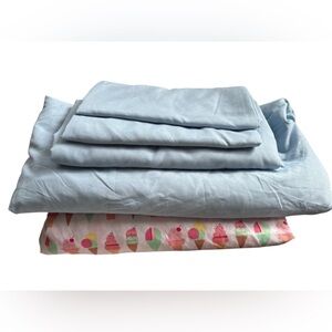 FULL Sheet Set Pale Baby Blue and Bonus Icecream Cone Print Sheet